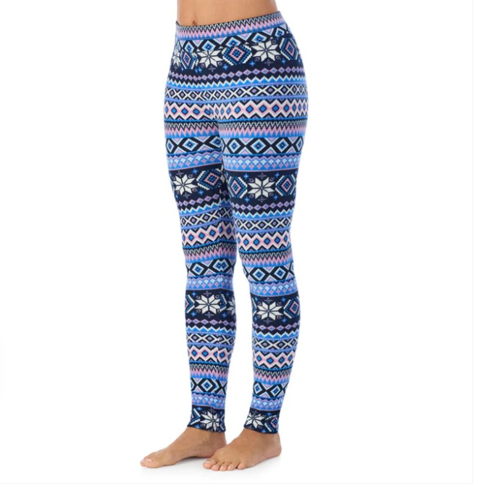 NWT - Cuddl Duds - Fleecewear w/ Stretch -Thermal-Layers-Leggings-Blue- Small